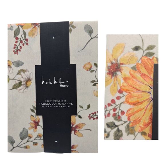 Nicole Miller Autumn Floral‎ Tablecloth 60x84in Oblong Multi - Picture 2 of 11
